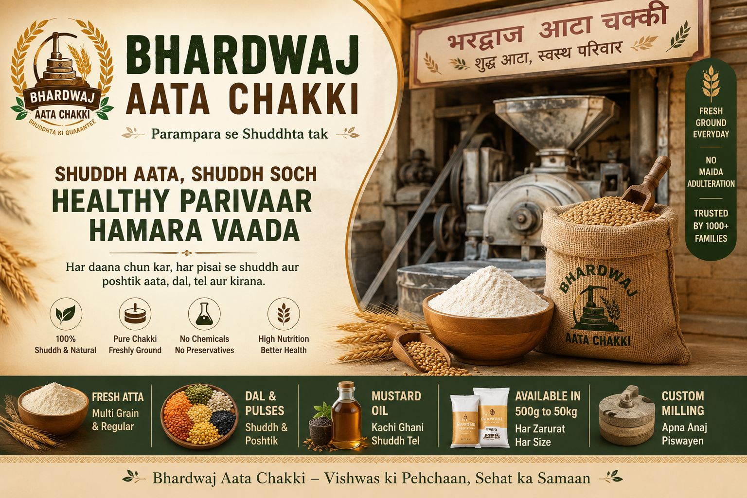 Bhardwaj Aata Chakki — fresh flour, dal and pulses, mustard oil and custom milling